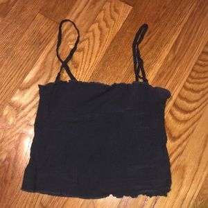 Black cropped tank top w lettuce cut edges